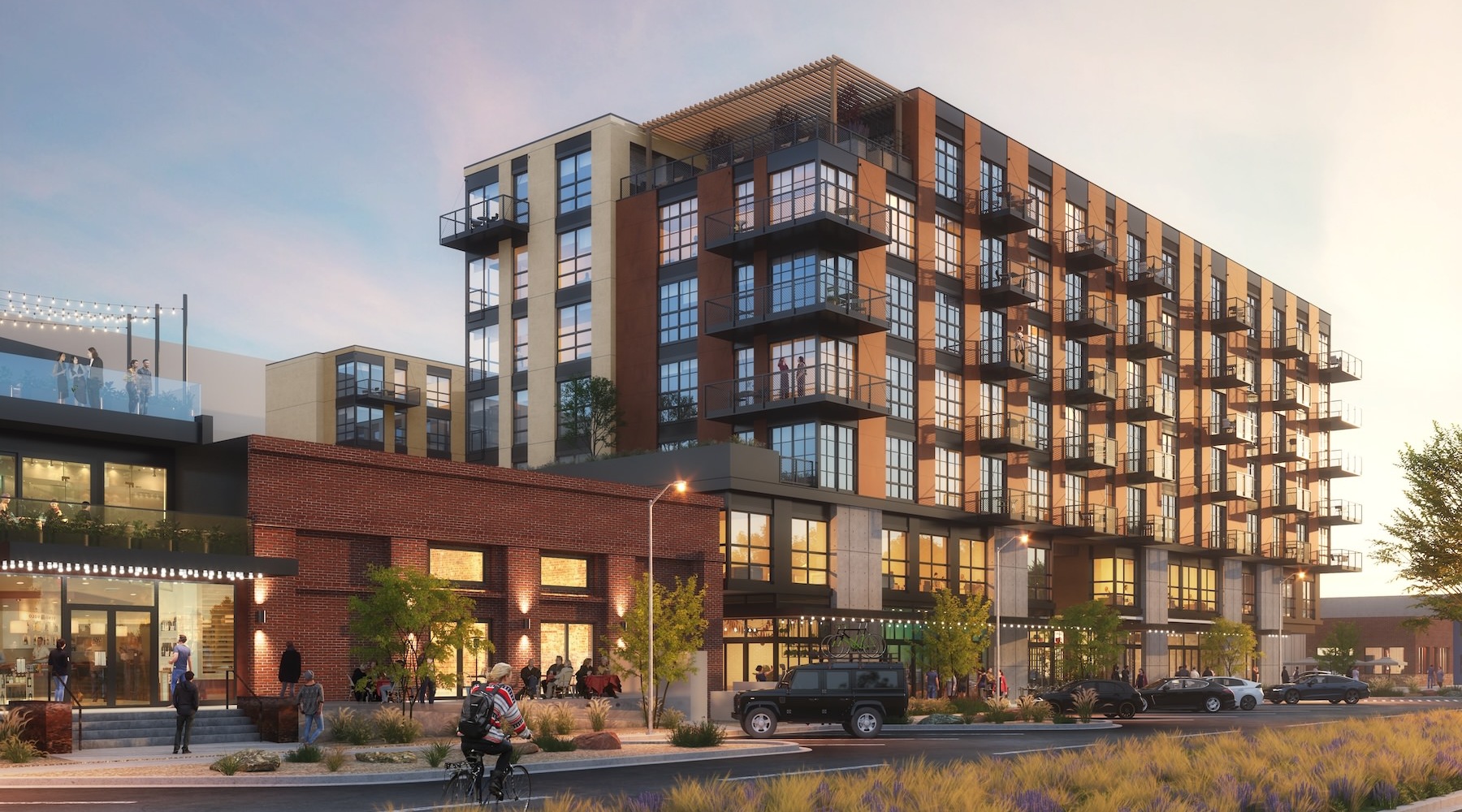 Settle into comfort at Journeyman a building with a parking lot