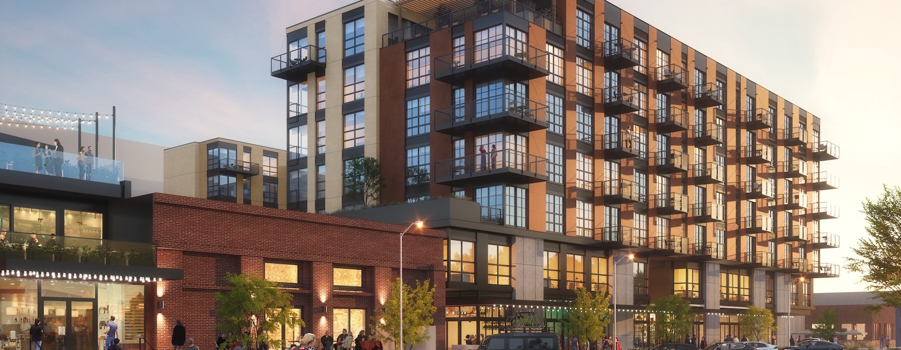 a building with a parking lot