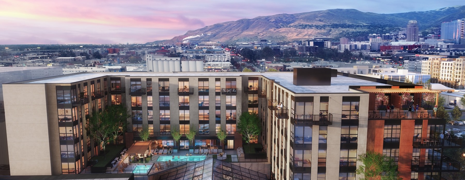 an aerial view of a building